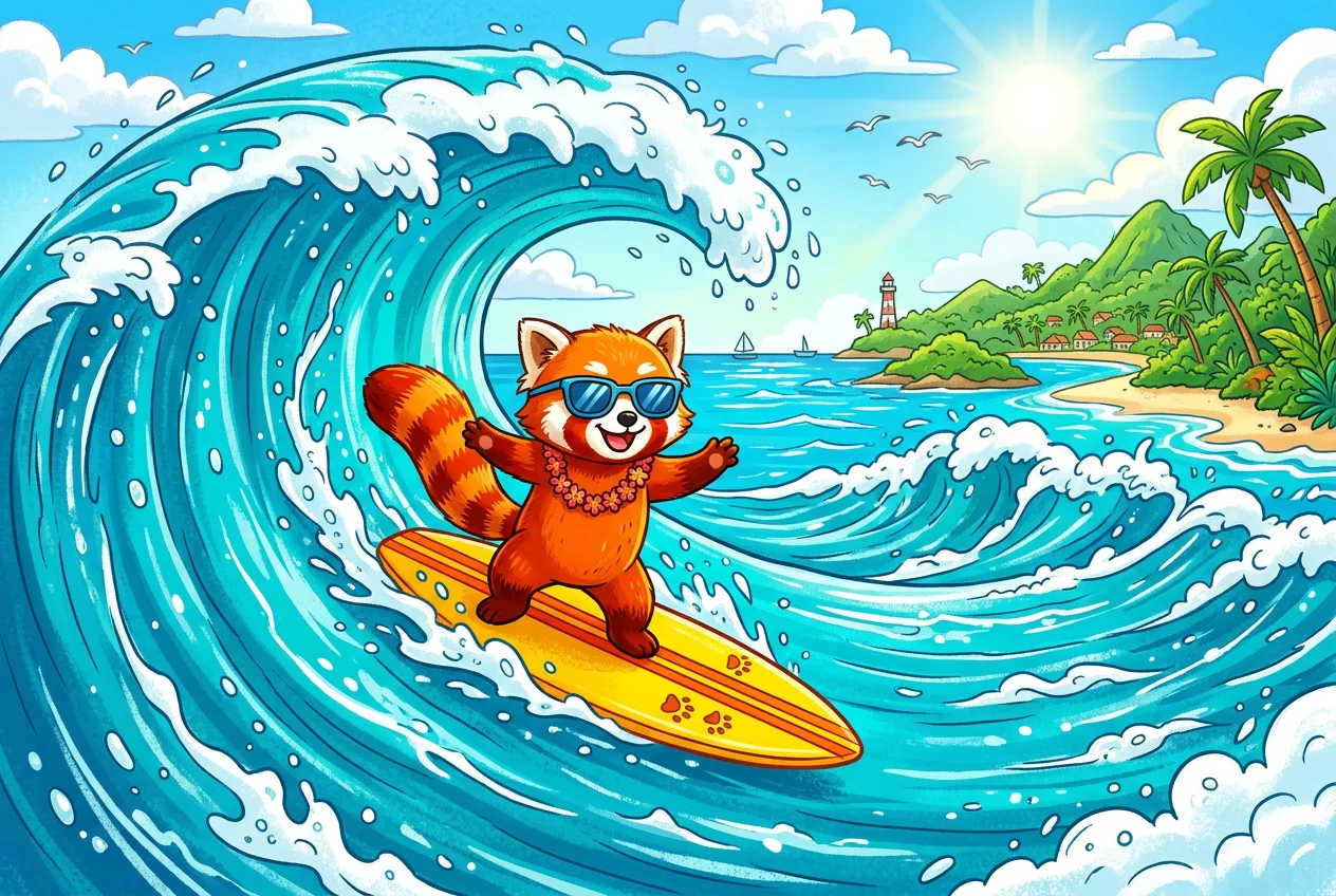Panda Rojo Surfista